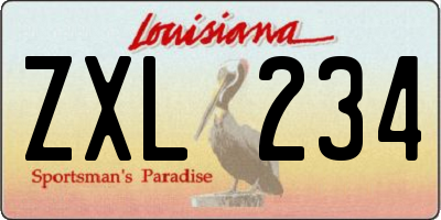 LA license plate ZXL234