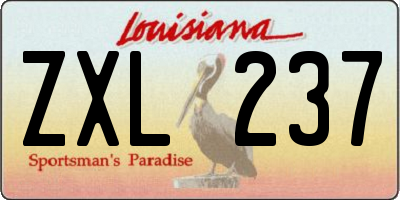 LA license plate ZXL237