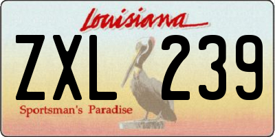 LA license plate ZXL239