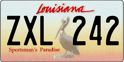 LA license plate ZXL242