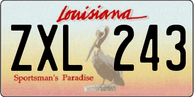 LA license plate ZXL243