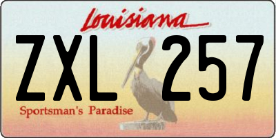LA license plate ZXL257