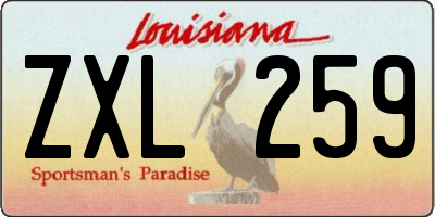 LA license plate ZXL259