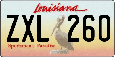 LA license plate ZXL260