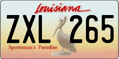 LA license plate ZXL265