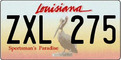 LA license plate ZXL275