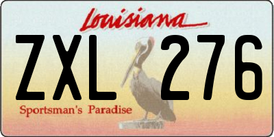 LA license plate ZXL276