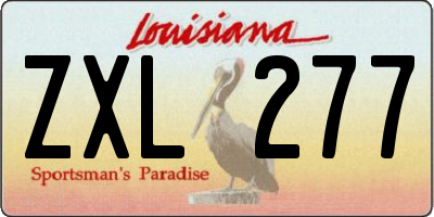 LA license plate ZXL277