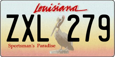 LA license plate ZXL279