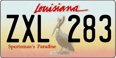 LA license plate ZXL283