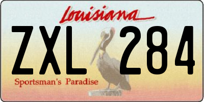 LA license plate ZXL284