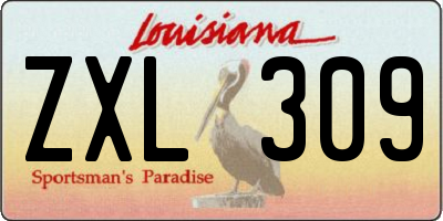 LA license plate ZXL309