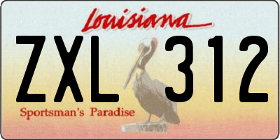 LA license plate ZXL312