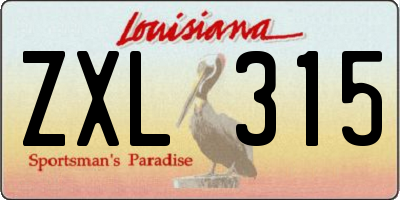 LA license plate ZXL315