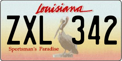 LA license plate ZXL342