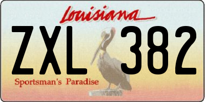 LA license plate ZXL382