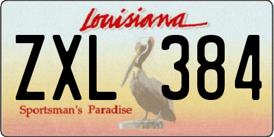 LA license plate ZXL384