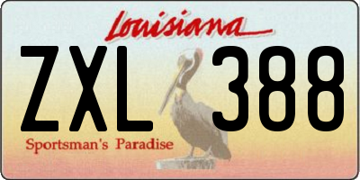 LA license plate ZXL388