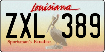 LA license plate ZXL389