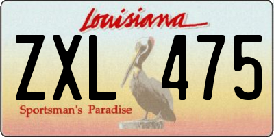 LA license plate ZXL475