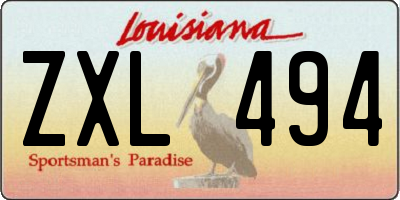 LA license plate ZXL494