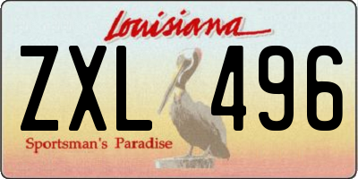 LA license plate ZXL496