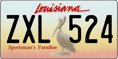 LA license plate ZXL524