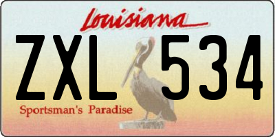 LA license plate ZXL534