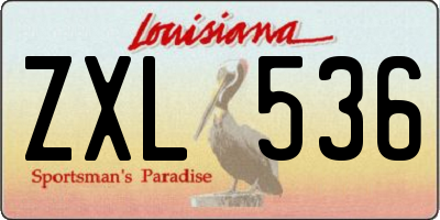 LA license plate ZXL536