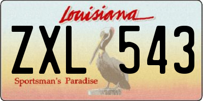 LA license plate ZXL543
