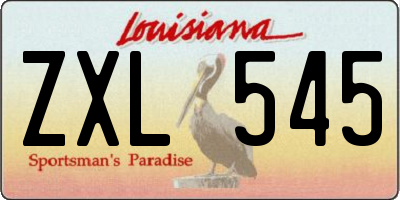 LA license plate ZXL545