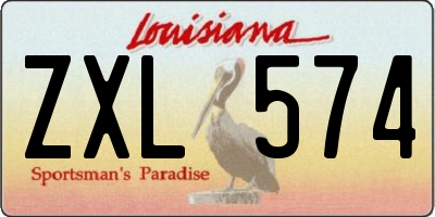 LA license plate ZXL574