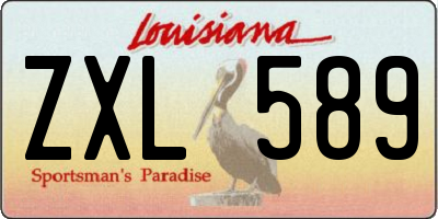 LA license plate ZXL589