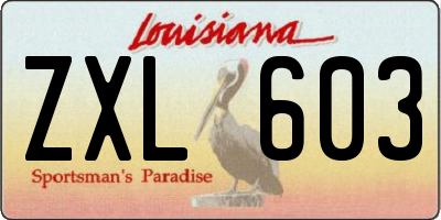 LA license plate ZXL603