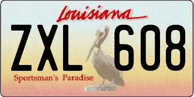 LA license plate ZXL608