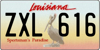 LA license plate ZXL616
