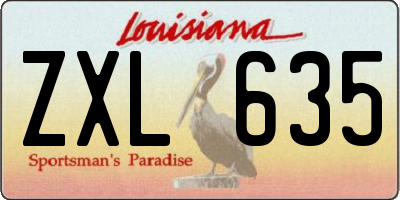 LA license plate ZXL635