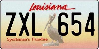 LA license plate ZXL654