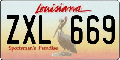 LA license plate ZXL669