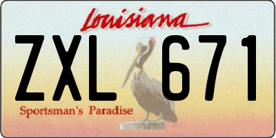 LA license plate ZXL671
