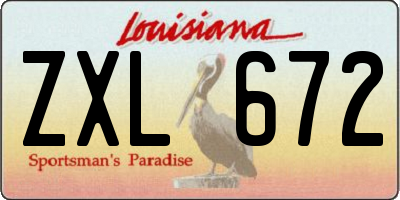 LA license plate ZXL672