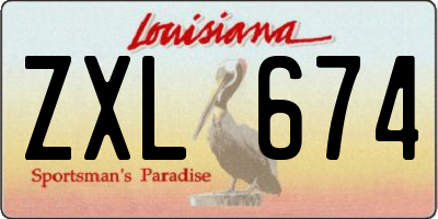 LA license plate ZXL674