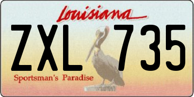 LA license plate ZXL735