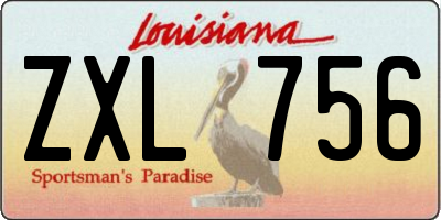 LA license plate ZXL756