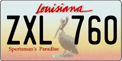 LA license plate ZXL760