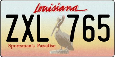 LA license plate ZXL765