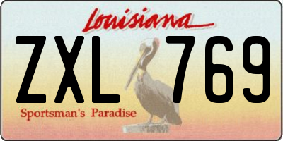 LA license plate ZXL769