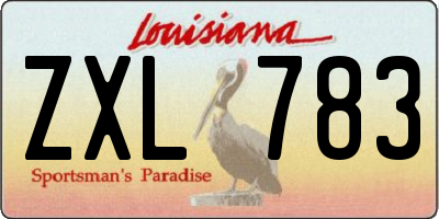 LA license plate ZXL783