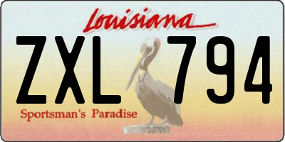 LA license plate ZXL794