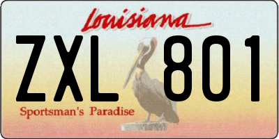 LA license plate ZXL801